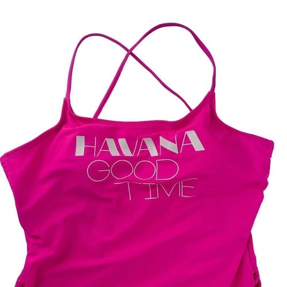 Havana Good Time Swimsuit Hot Pink One Piece Cross Back Juniors Size L 11-13 Fun - Picture 3 of 9